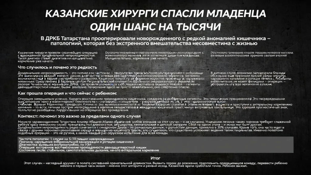 Казанские хирурги спасли младенца. Один шанс на тысячи