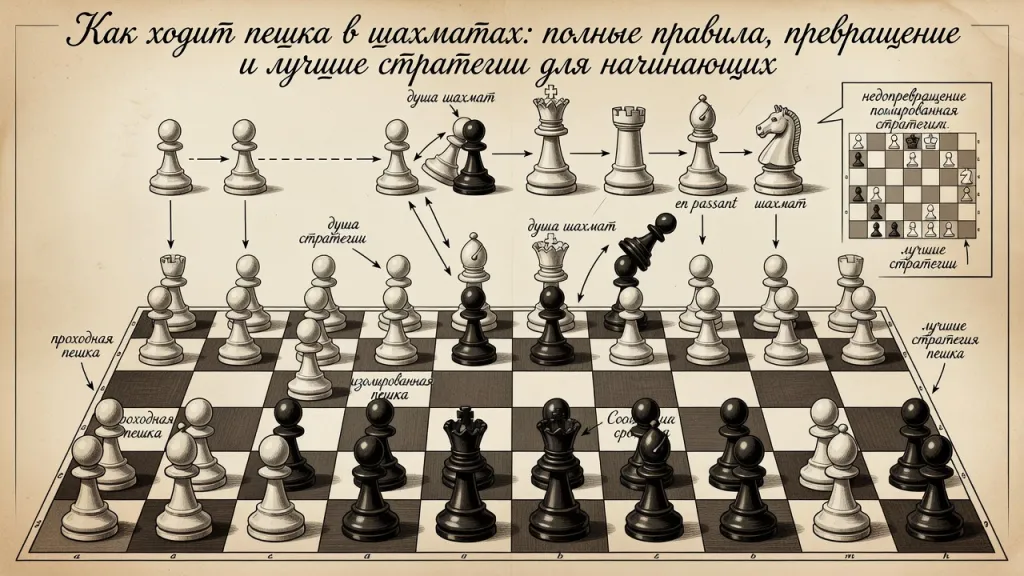 Как ходит пешка в шахматах: полные правила, превращение и лучшие стратегии для начинающих